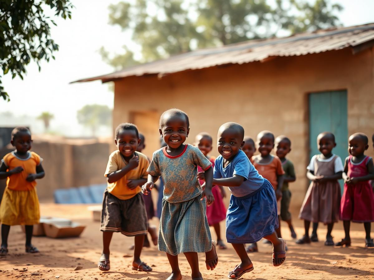 Enfants jouant dans une cour d'école
